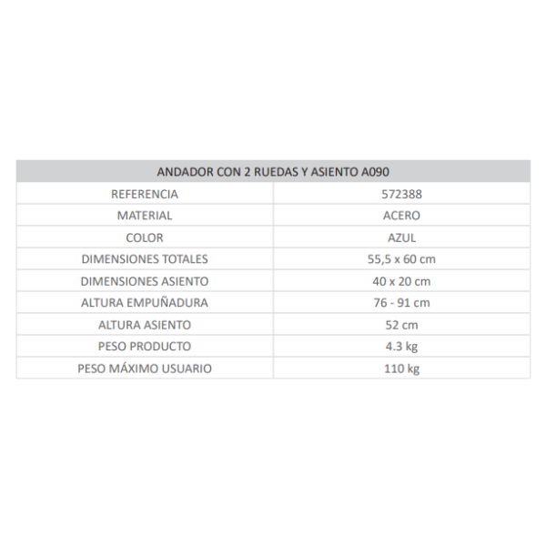 ANDADOR ALUMINIO PATIN PLEGABLE C/ASIENTO