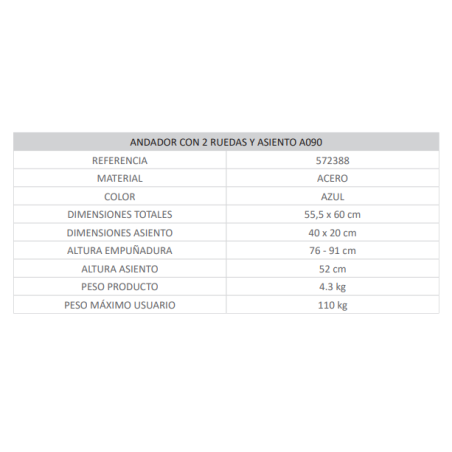 ANDADOR ALUMINIO PATIN PLEGABLE C/ASIENTO